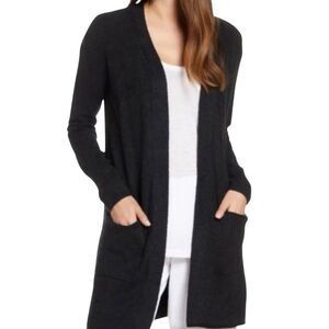 Barefoot Dreams Black Bamboo Cozy Chic Lite Shawl Collar Open Cardigan Sweater